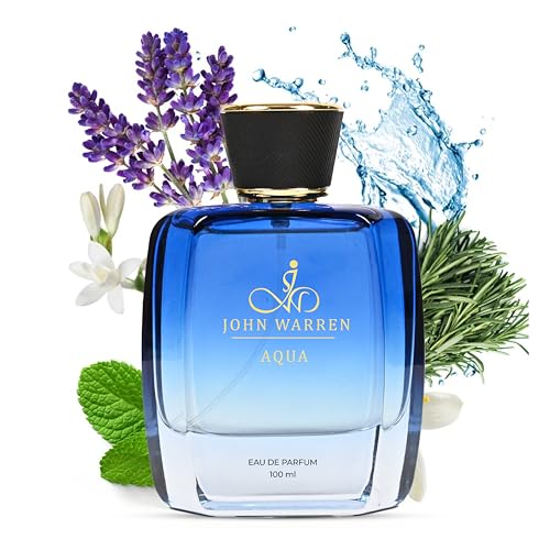 Image of JOHN WARREN AQUA Luxury Perfume For Men, Aqua Long-Lasting Eau De Parfum with Grapefruit,Nutmeg and Jasmine, Fresh & Strong Everyday Fragrance-100 ml