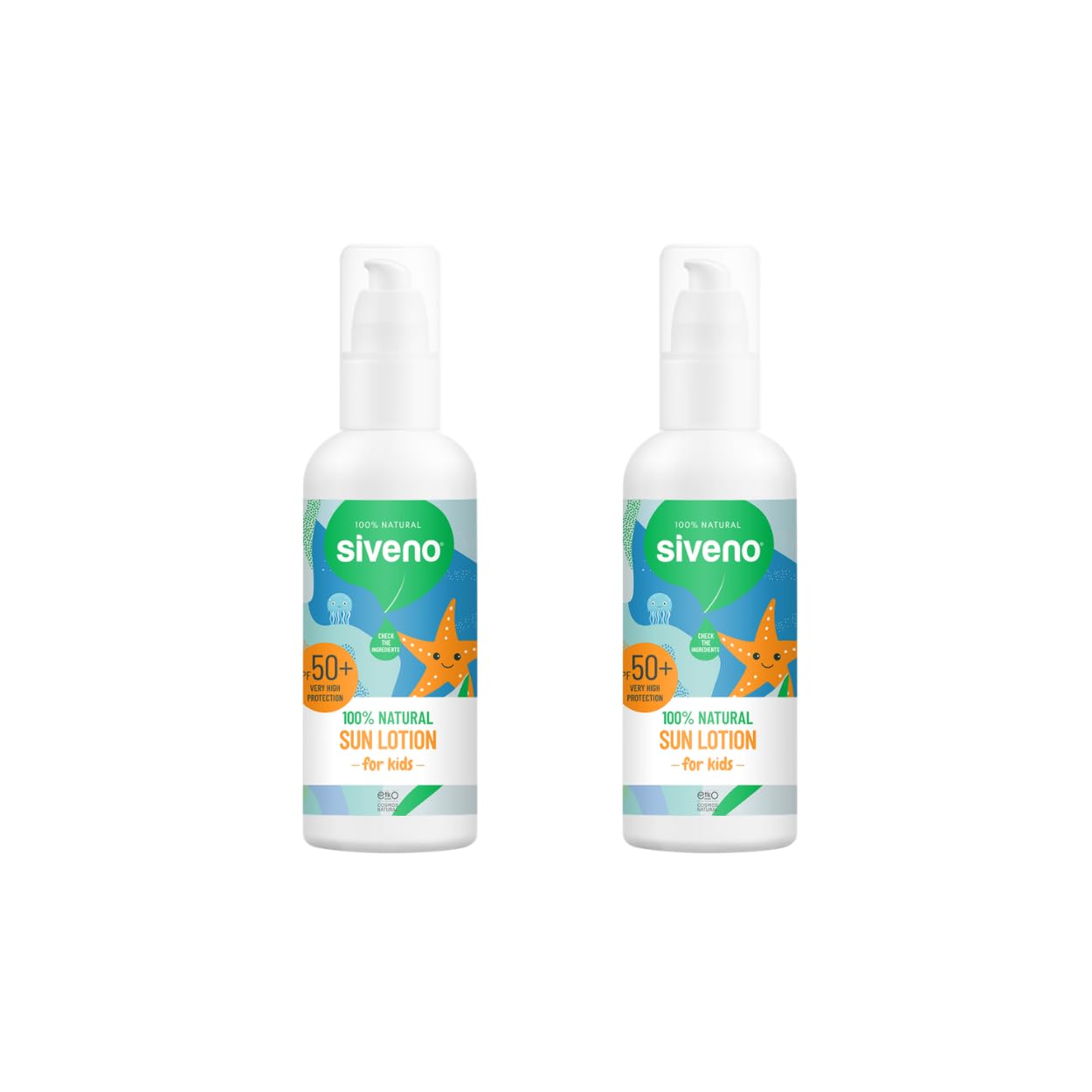 SIVENO Baby & Kids Mineral Sun Lotion SPF50+, 100 ml, Very High UVA/UVB Protection, Fragrance-Free,Water-Resistant Sunscreen for Sensitive Skin (Twin Pack)
