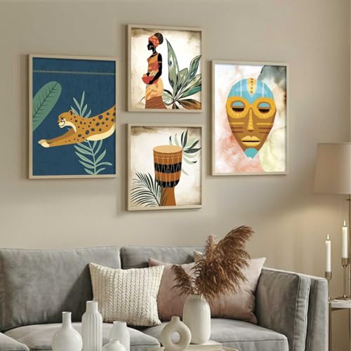 Image of kotart Paintings Modern Art Framed Wall Painting for Living Room Bedroom - Wall Posters /Paintings with Frame - Paintings for Wall Decoration - Set of 4 (Art 6, Small (10x13 or 10x10 inch))