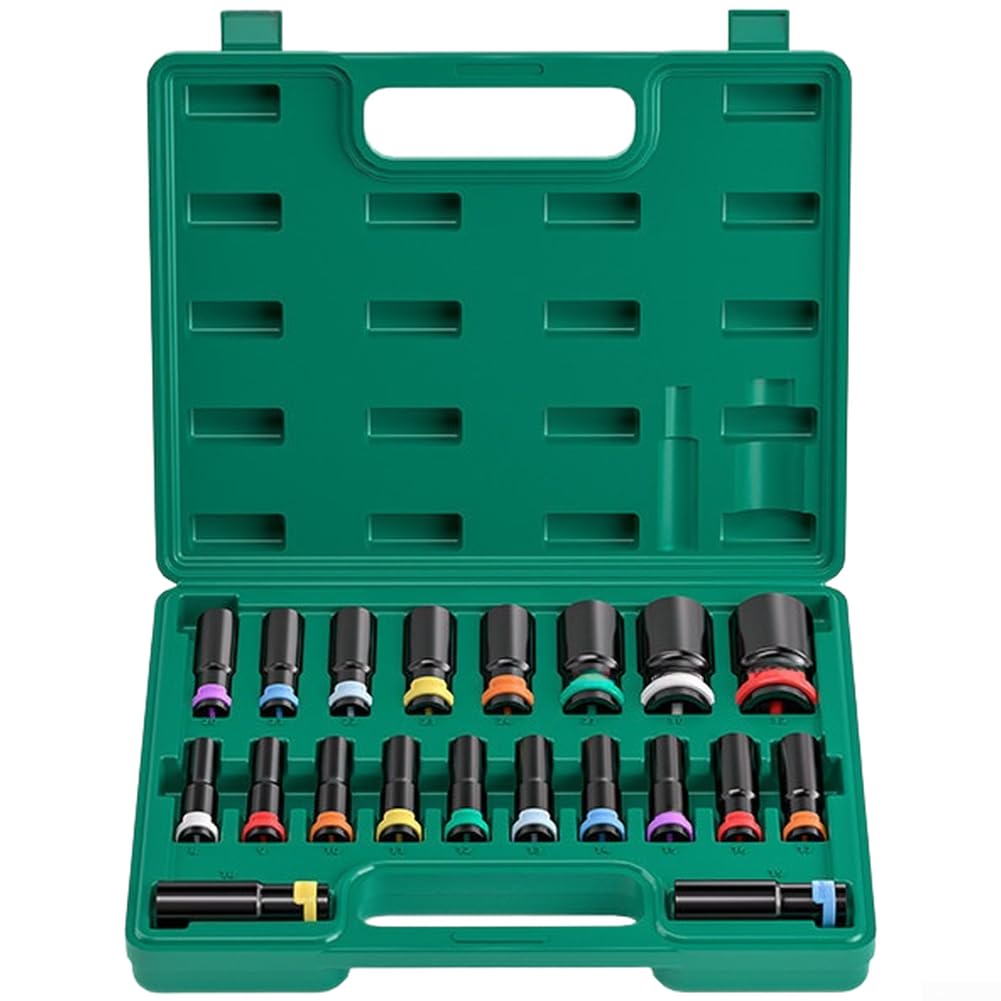 Set di chiavi a bussola esagonali, in acciaio al carbonio, accessori per utensili elettrici, colore verde, per spazi ristretti, 10 pezzi (B)
