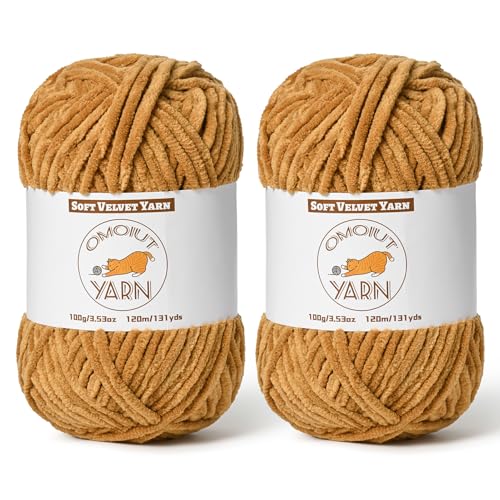 2 Pack Brown Fluffy Velvet Yarn for Crocheting, Chunky Chenille