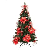 Hiskøl 150 cm ca. 450 Astspitzen Künstlicher Weihnachtsbaum Tannenbaum Christbaum inklusive Christbaumständer, grün mit Dekoration