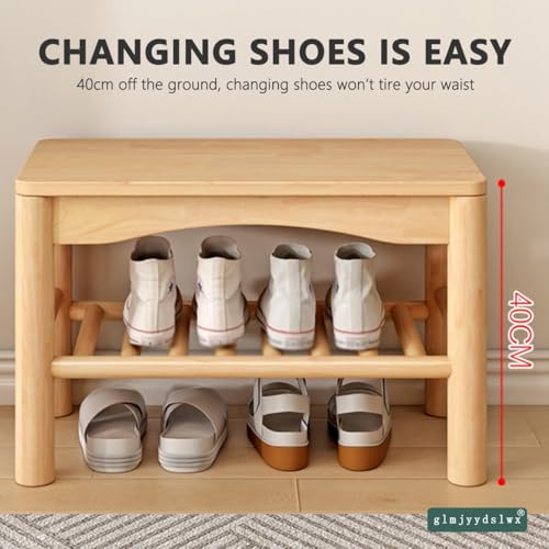 Banc à chaussures en bois massif noble au design épuré pour entrée moderne - 7