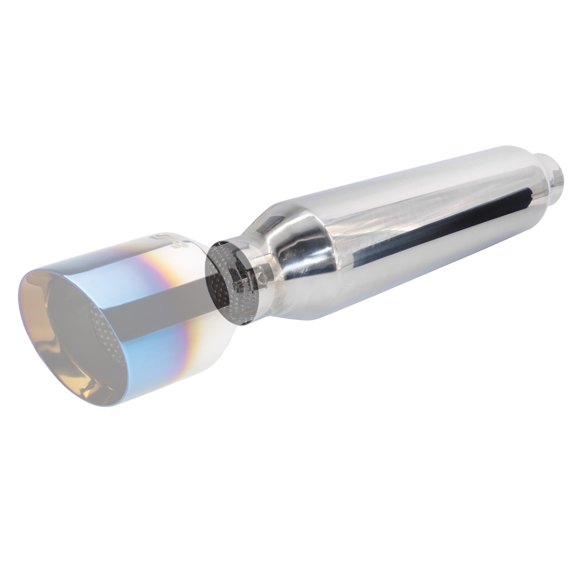 Simoni Racing ESR3 - Silencieux Sport Universel, Sortie Ronde Droite, Silencieux Droit pour Auto en Acier Inoxydable, Longueur 460 mm