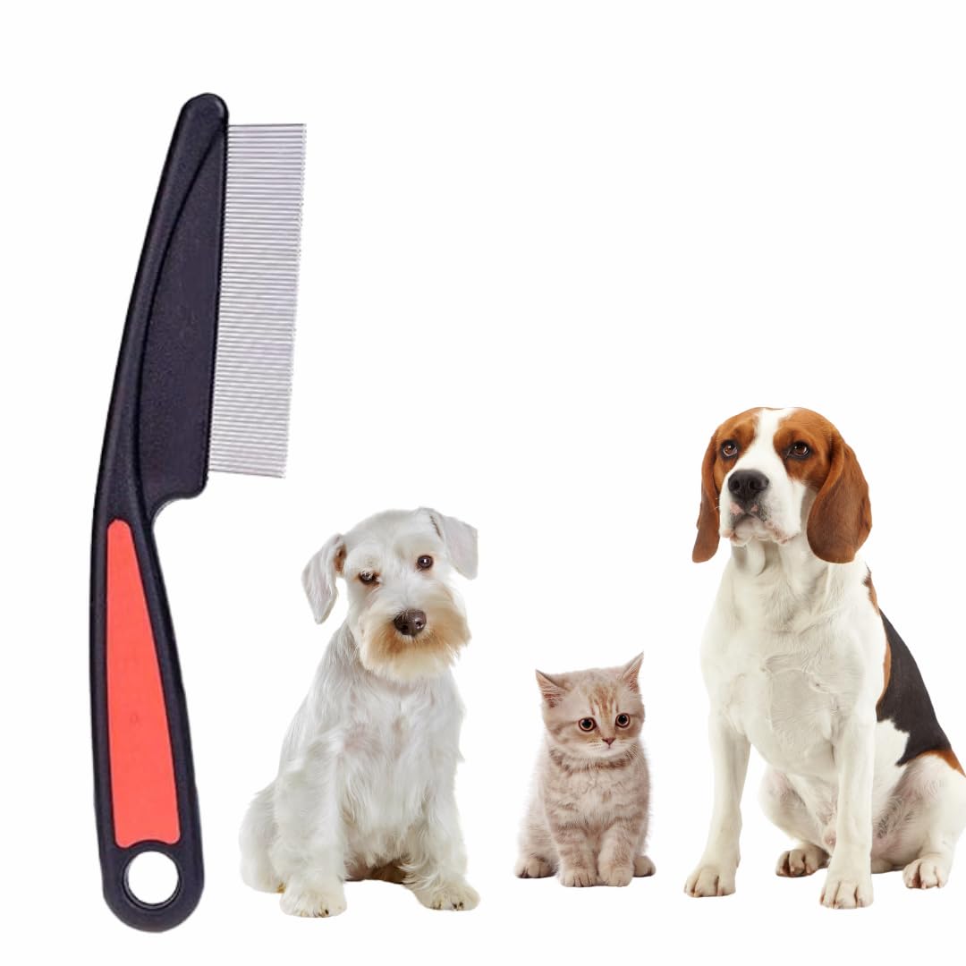 Pet Flea Comb for Dog, Cat, Birds and Rabbit | Stainless Steel Fine Tooth Flea Lice Tear Stain Remover Comb | Hair Nit Comb for Head Nit Treatment Removes Head Nits (Large) 4