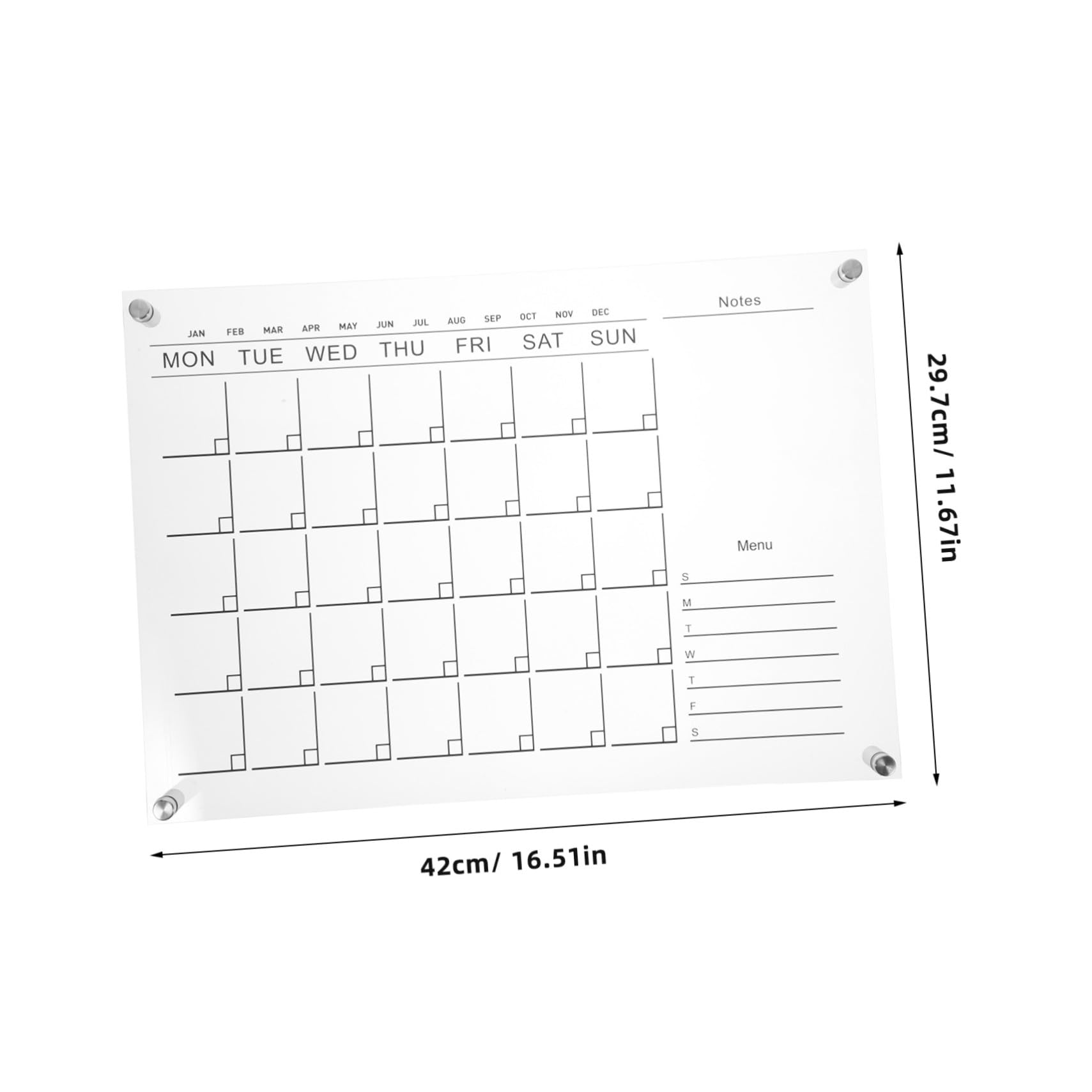 Tableau Blanc Effaçable à Sec en Acrylique 1 Set, Calendrier Chic