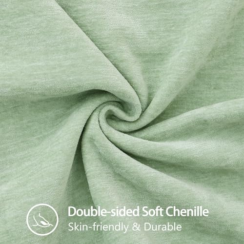 Image of decorUhome Fall Chenille Soft Cozy Throw Pillow Covers 22x22 Set of 2, Modern Farmhouse Boho Velvet Decorative Euro Sham Pillow Cases with Stitched Edge for Couch Sofa Bed Home Decor, Sage Green
