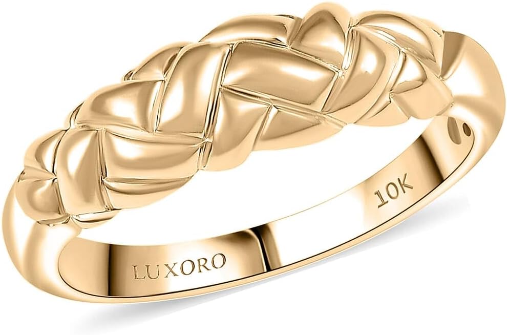 LUXORO 10K Yellow Gold Weaving Ring Size 7 3.50 Grams Christmas Gifts