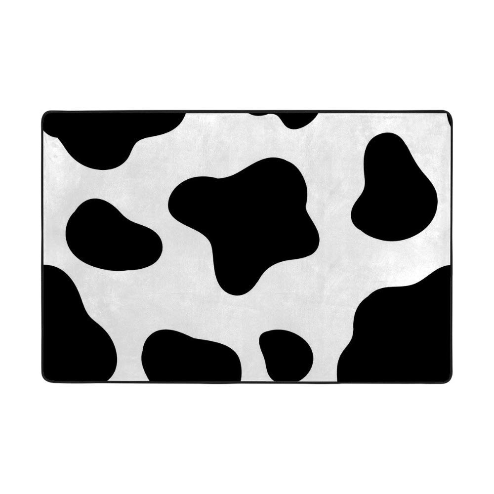 Tapis de sol motif vache en velours corail doux 150x100 cm