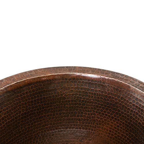 Premier Copper Products Br16Db3 16-Inch Universal Round Hammered Copper Sink With 3.5-Inch Drain Size, Oil Rubbed Bronze #TOP2