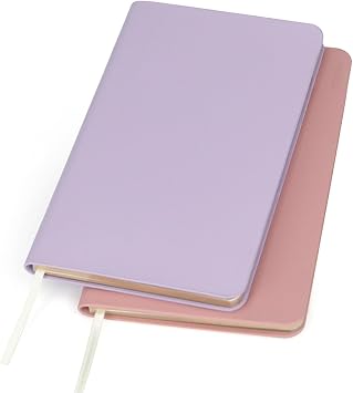 Pocket Notebook Cover - 2 Pack Small Notebook -3.1x5.5 with Lined & Grid Pages, Ultra-Portable Food-Grade Paper, Slim & Soft Design for Travel, Office, School - Perfect for Students, Professionals & TravelersLight Purple&Pink