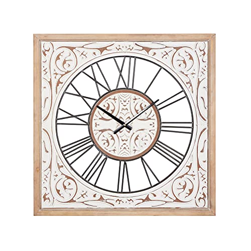 Deco 79 White Wood Farmhouse Wall Clock, 29 X 29 X 2 Inches #TOP1