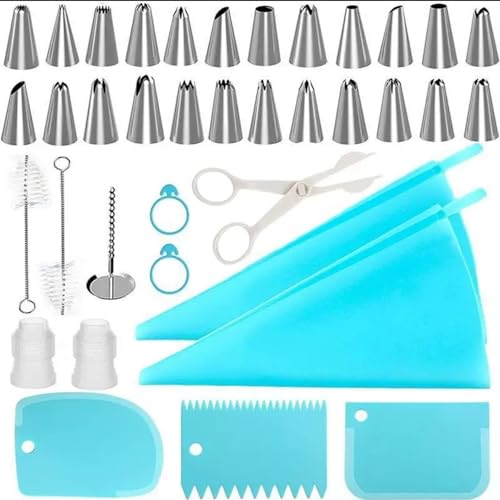 Piping Bags and Tips Set,Reusable Baking Frosting Supplies,Cake Decoration Tools with Pastry Bags and Tips,Converters, Silicone Rings for Cakes/Cupcakes/Cookies Decorating (37PCS)