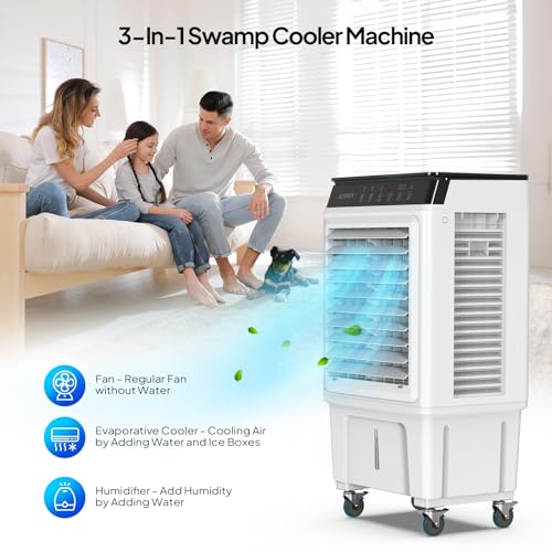 image for ROVSUN 2300CFM Portable Air Cooler, 7.9Gal/30L Evaporative Swamp Coole