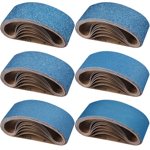 Shineboc Bandas de Lija 75x533 mm, Bandas Abrasiva de Corindón de Circonio (Grano 40/60/80/120/240/400) ​​para Lijadora...