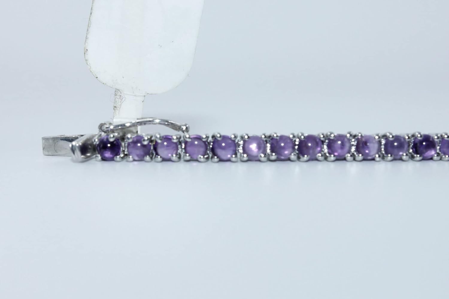 925 Silver Bracelet bangle for girls woman Charm Amethyst 3 mm 7 inches long