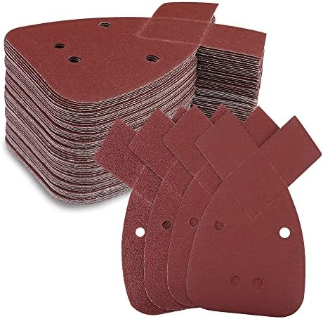 WORKPRO Mouse Sander Pads, 100 Pieces Detail Sanding Sheets with Extra 2 Tips for Replacement, Sandpaper Assorted 60 80 120 180 Grits to Fit Black and Decker Detail Palm Sander
