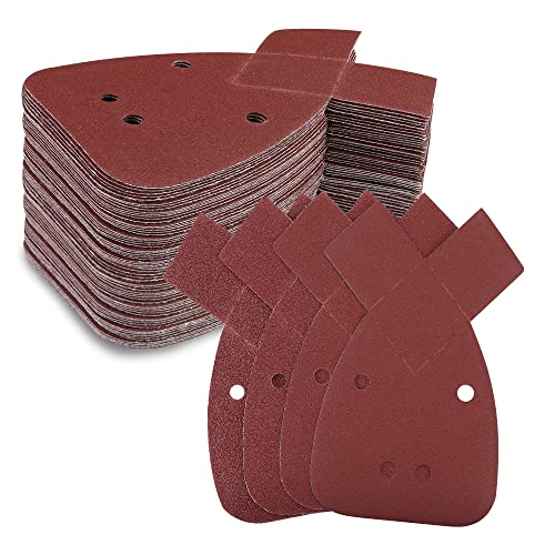 WORKPRO Mouse Sander Pads, 100 Pieces Detail Sanding Sheets with Extra 2 Tips for Replacement, Sandpaper Assorted 60 80 120 180 Grits to Fit Black and Decker Detail Palm Sander