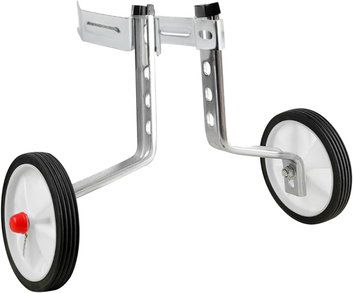 Professional Auxiliary Training Wheels Replacement Set for ’s Bikes, Silver Steel Rear Stabilizer Wheels for ’ Bicycle Balance and Cycling Skill Development