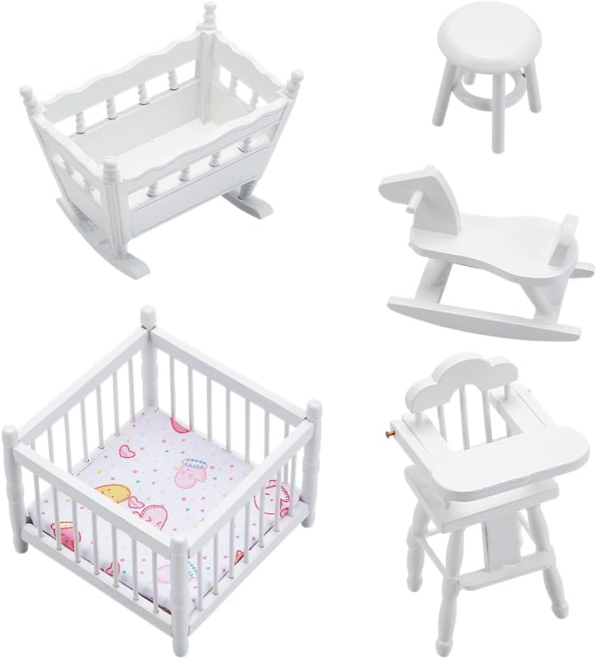 5 Pcs Dollhouse Furnitures, Miniature Furniture Mini Doll House Accessories Decoration for Dollhouse Decor Home Scene Accessories Ornament Table Craft Display