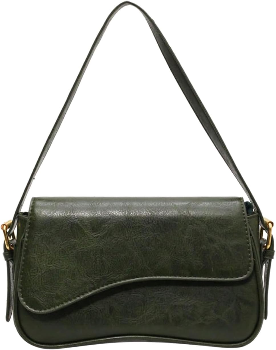 Verdusa Women's Leather Shoulder Bag Clutch Purses Trendy Hobo Crossbody Handbags Y2K Saddle Flap Underarm Purse