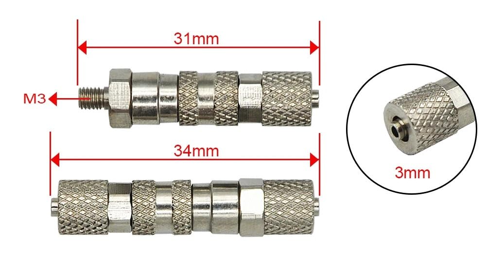 Szybkozłącze hydrauliczne M3 i złącze oleju 3 mm, metalowe złączki CNC do układu hydraulicznego wywrotki 1/14 RC(3-3mm)