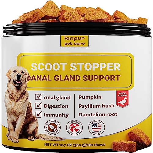 Scoot Stopper Soft Chews – Fiber for Dogs – Dog Anal Gland and Digestion Support – Anal Gland Chews with Pumpkin and Psyllium Husk – 180 Chewables for Dog Digestive Health Scoot Stopper Soft Chews – Fiber for Dogs – Dog Anal Gland and Digestion Support – Anal Gland Chews with Pumpkin and Psyllium Husk – 180 Chewables for Dog Digestive Health