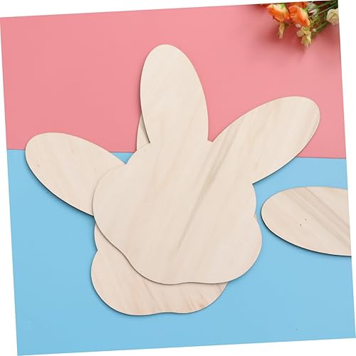 Miniatura 7 de EXCEART Conejito conejo chips de madera decorativos DIY artesanía accesorios decoración del hogar arte de pared para Pascua