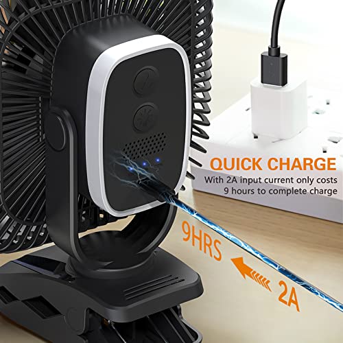 18000Mah Rechargeable Portable Fan With Light, 8-Inch Battery Operated Clip On Fan, 44 Hours Work Time, Quiet, Strong Airflow Usb Fan, 4 Speeds Personal Fan, Ideal For Outdoor Camping Hurricane #TOP6