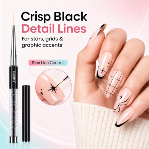 Image of Beetles Gel Polish Nail Art Liner Brushes 5Pcs Painting Art Design Pen Set Diamond Application Rhinestone Handle Dotting Drawing Sizes 5 7 9 11 20mm Nail Design Gift for Women