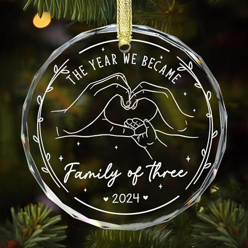 Gossby Family of 3 Ornament - Ornament Gift for New Mom, New Dad - 1st Time Mom, 1st Time Dad Gift - Xmas Tree, Car Hanging & Wine Bottle Decoration