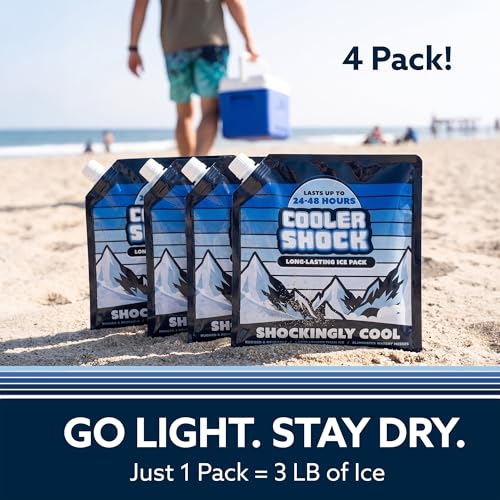 Image of Cooler Shock Reusable Ice Packs for Cooler - Long Lasting Cold Freezer Packs for Coolers and Lunch Boxes - Cooler Ice Packs for Camping Gear, Fishing, Road Trips, Beach Must Haves