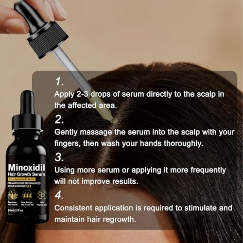 5% Minoxidil Hair Growth Serum, Topical Minoxidil for Men Beard Growth, Hair Regrowth for WomenTreatment for Scalp Hair Loss and Thinning, With Biotin