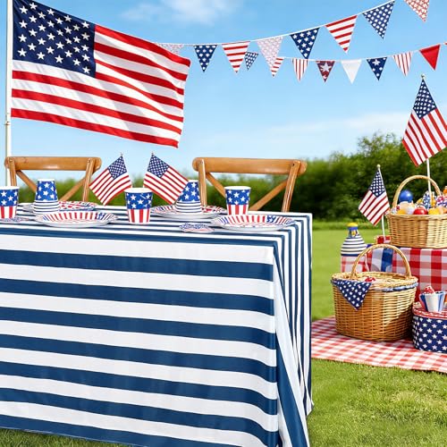 SoarDream Striped Tablecloth 57 x 84 Inch Navy...