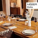 MÄSER 931967 Serie Osita Retro Tafelservice für 6 Personen mit Wellenform, 18-teiliges rundes Geschirrset mit Speiseteller, Dessertteller und Müslischale, Essgeschirr Set, Steinzeug, Cremeweiß