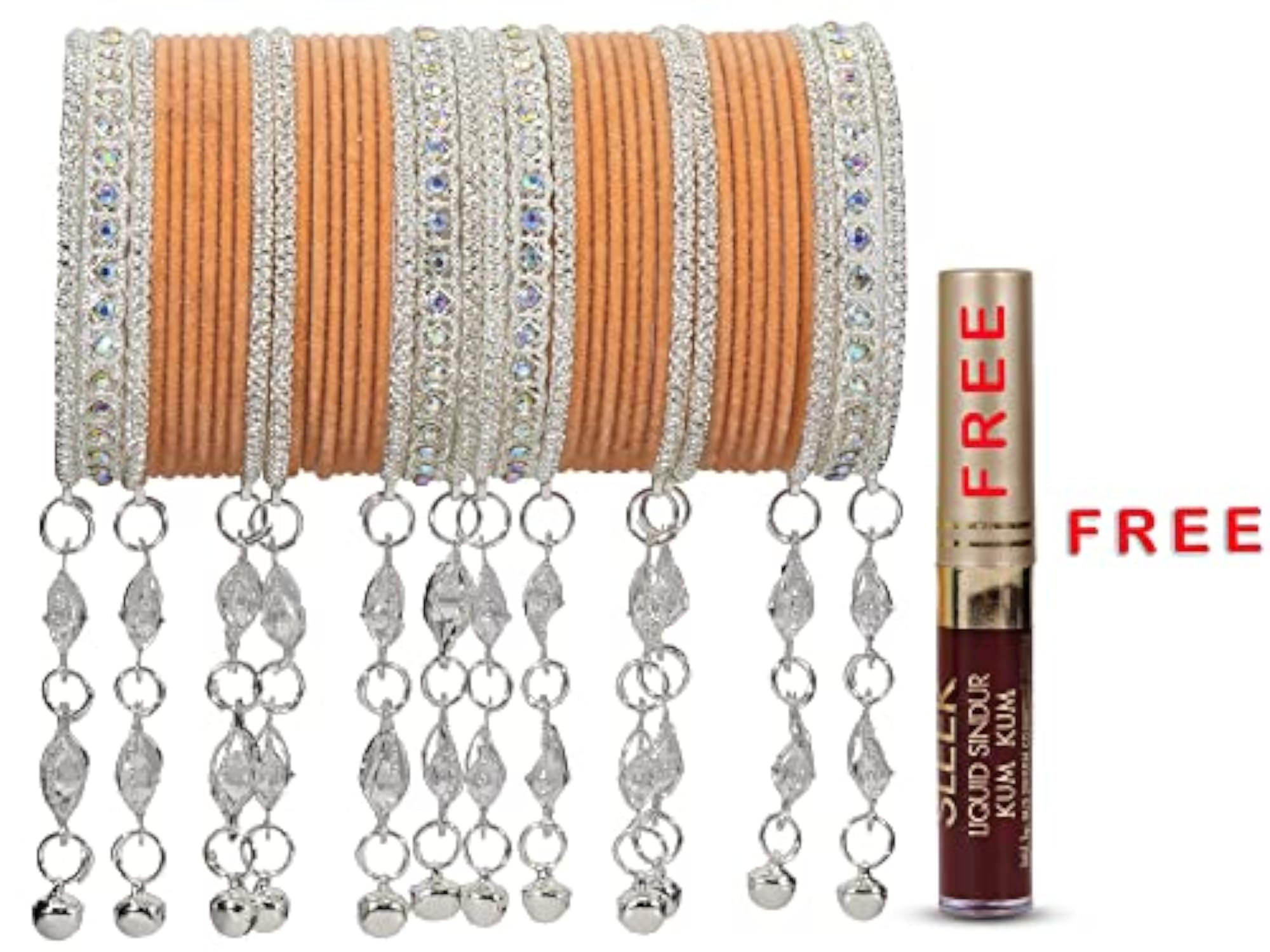 Zircon Gemstone Linked Velvet Bangle Set (Pack of 40)