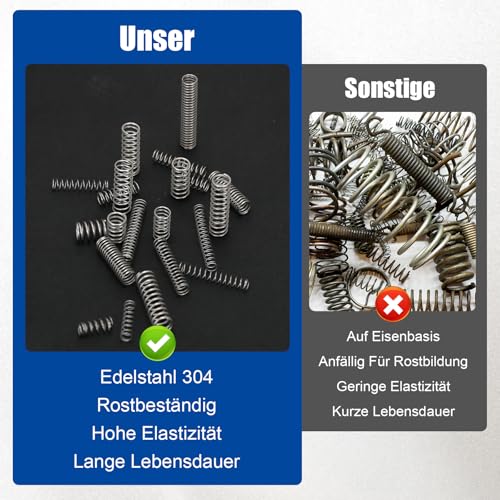 330 Stück Druckfeder Feder Set 24 Größen 304 Edelstahl Druckfedern Sortiment mit Aufbewahrungsbox für DIY Projekte Modellbau Haus Reparaturen Und Mechanische Anwendungen