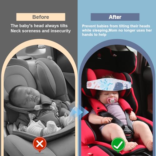 Miniatura 2 de 3 Piezas Soporte Seguridad De La Cabeza Para Bebe En El Coche, Cinta Ajustable Para Seguridad Y Confort En Viajes En Auto A