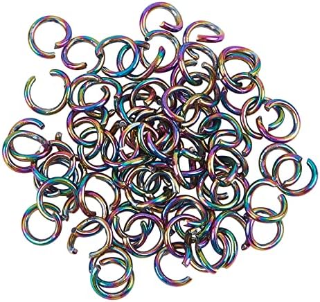 CHGCRAFT 100pcs Stainless Steel Jump Rings Vacuum Plating Jump Rings Rainbow Color Finger Jump Rings for Bracelet Earrings Necklace Jewelry Making, 5x0.8mm