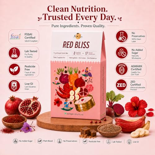 Image of Palm Era Red Bliss Superfood Powder 450g | Red Banana, Beetroot, Pomegranate & Hibiscus Blend | Daily Nutrition for Adults | No Added Sugar | Plant-Based Energy & Immunity Drink Mix