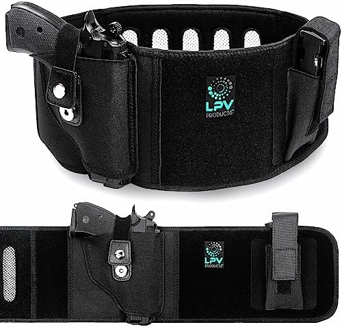 Premium Belly Band Holster for Men and Women by LPV | Ultra-Comfortable | Fast, Silent Draw w/Secure Magnetic Retention | Fits: Ruger LCP LC9 Glock 19 17 43 M&P Shield SIG P365 & Similar Guns