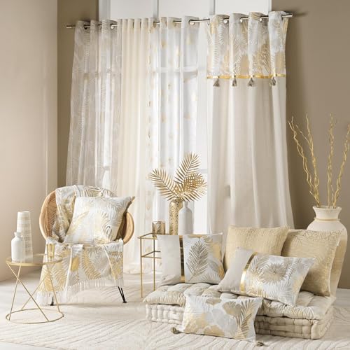 Plaid a franges 125 x 150 cm cotonpolyester imprime metallisé Melisse - vue 4