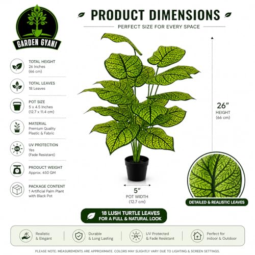 Image of Artificial Philodendron Plant with Black Pot - 26 Inch Tall Faux Green Decorative Plant for Indoor Outdoor Home, Office, Balcony & Living Room Decor