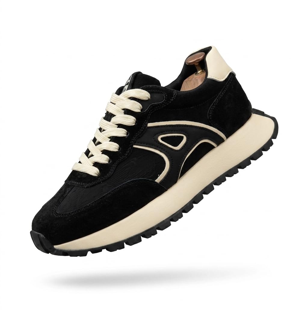 inklenzo Men's Black Casual Sneakers | Lace-Up Lightweight Walking Shoes | Comfortable Cushioned Sole | Everyday Fashion Shoes | Anti-Slip Durable Sneakers for Men-picture-22
