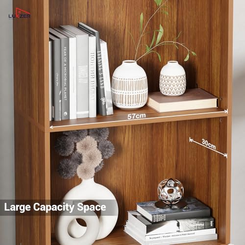 Image of Lukzer 4-Layer Engineered Wood Bookshelf with Door | Multipurpose Storage Cabinet for Home, Office, Library | (Oak Brown /MR-020 /178 x 60 x 30 cm) DIY Assembly with Detachable Components