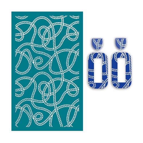 MANGOUSONG Screen Printing Kit,9x15cm Palm Leaf Ginkgo Leaf Self-Adhesive Silk Screen Stencils for Polymer Clay Palm Leaves Reusable Mesh Transfer Printing Earring Jewelry Making Style 8