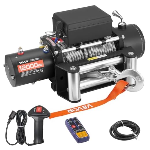 VEVOR Electric Winch, 12000 lbs Load Capacity, 12V DC Truck Winch with Φ0.36 in x 80 ft Steel Rope, Wireless & Wired Remote Control, IP55 Waterproof for Towing SUV Jeep Trailer Boat Off-Road Vehicle