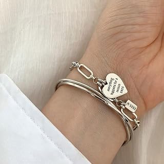 Minimalist Sterling Silver LOVE Heart Bracelets for Women New Fashion Vintage Handmade Birthday Party Jewelry Gifts