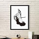 Classification: Art Imprimer DIYthinker Japon Traditionnel Culture Kimono Femme épée de samouraï Ligne Dessin Croquis Art Style Japonais Illustration Simple Cadre Photo Art Prints Small Noir
