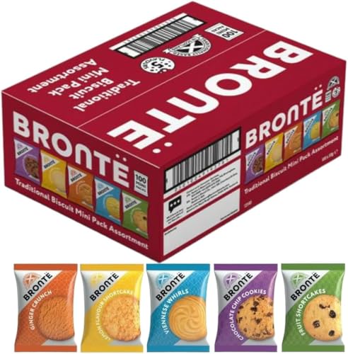 Harrissen Select Brontë Biscuits 100 Mini Packs Variety Box (20 Packs of Five Flavours 1 Biscuit Per Pack) | Individually Wrapped Biscuits for Coffee Tea Office Lunch Boxes & Hospitality